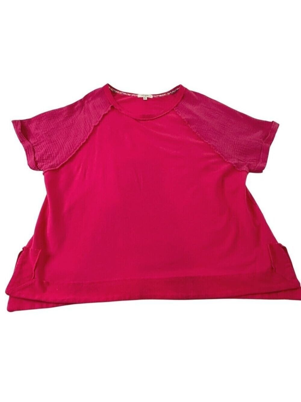 Umgee Oversized 1XL Tunic Top Hot Pink Cotton Flowy Plus Size Top Casual Office - Picture 9 of 16